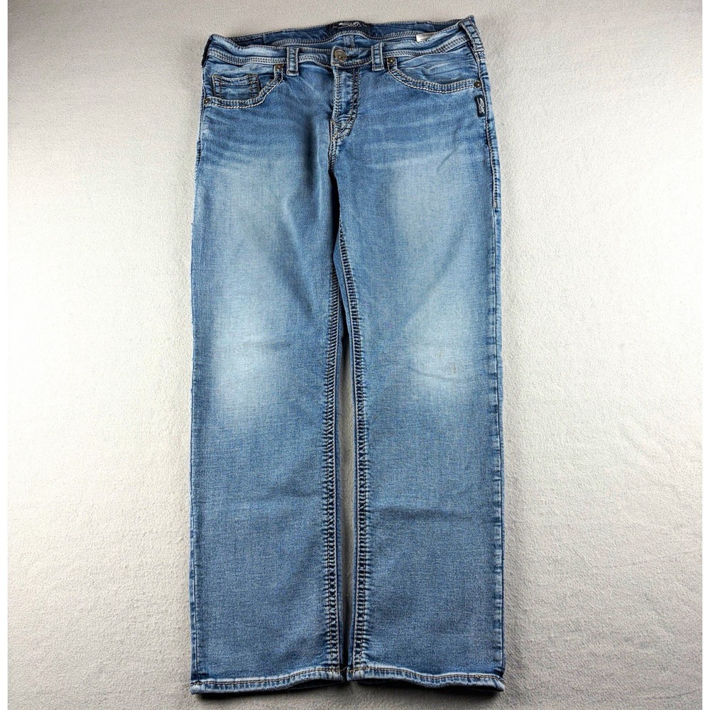 Silver Jeans Co Grayson Straight Leg Stretch Blue Men 36x30 Fits 35x29.5